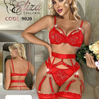 فروش عمده 🍒 ست زنانه دانتل فنردار جوراب دار - لباس خواب زنانه عمده