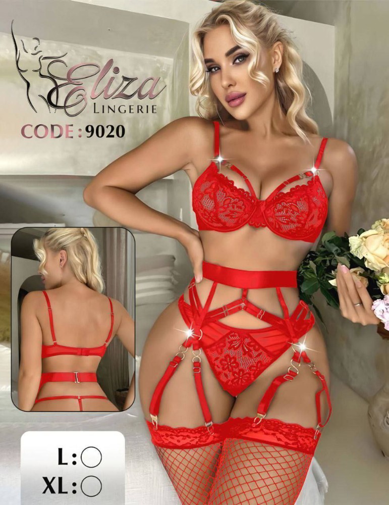فروش عمده 🍒 ست زنانه دانتل فنردار جوراب دار - لباس خواب زنانه عمده