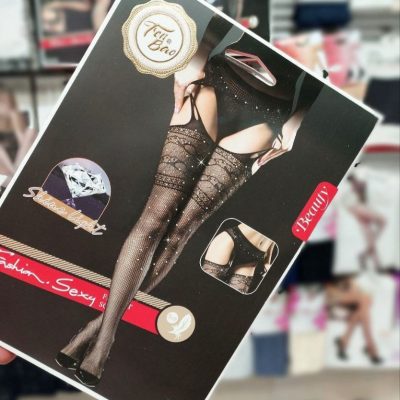 فروش عمده 🔥 جوراب بلند زنانه توری نگینی - جوراب زنانه عمده