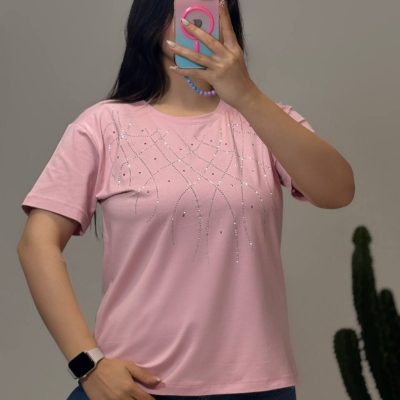 فروش عمده تیشرت زنانه ویسکوز نگین مروارید - تاپ و تیشرت زنانه عمده