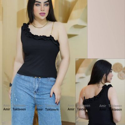 خرید عمده تاپ جلو چین بند زنجیر - تاپ و تیشرت زنانه عمده