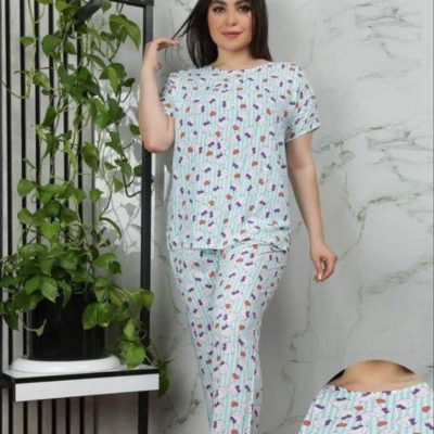 خرید عمده تیشرت شلوار نخی زنانه - ست تیشرت شلوار زنانه عمده