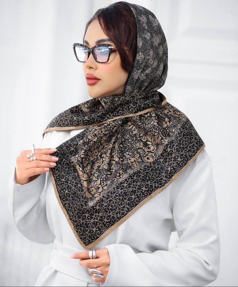 فروش عمده روسری زنانه ساتن ابریشم چاپی سایز ۱۰۰ - شال و روسری زنانه عمده