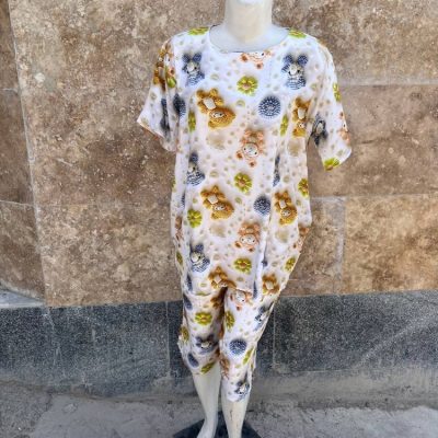 خرید عمده ست تیشرت شلوارک نخی سه بعدی - ست تاب شلوارک زنانه عمده