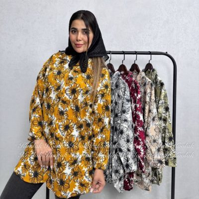 فروش عمده ✴️مانتو یقه دار طرحدار کاملس✴️ کد6906 - مانتو زنانه عمده