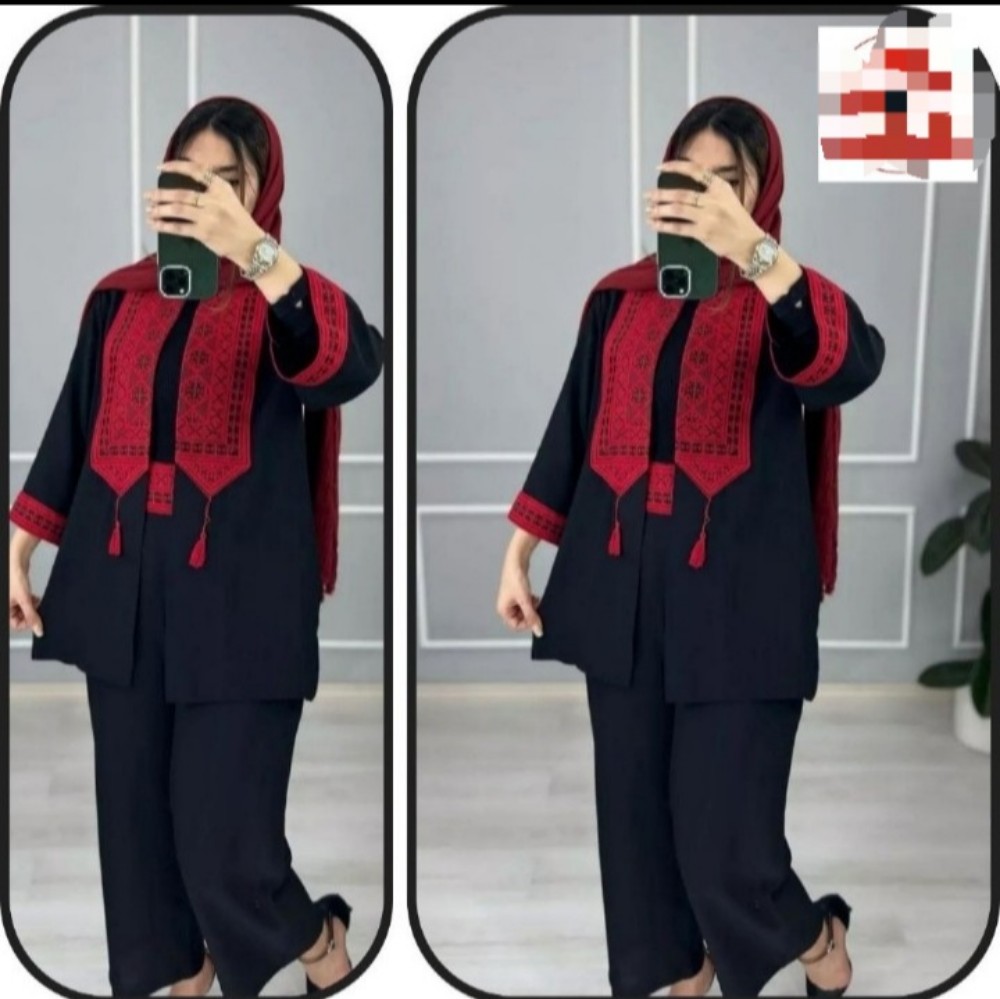فروش عمده ست کرشمه مشکی(مانتو+شلوار) - ست تونیک شلوار زنانه عمده
