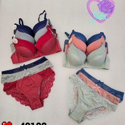 خرید عمده ️ست اسفنجی جکدار فنردار ️ کد40108 - شورت و سوتین زنانه عمده