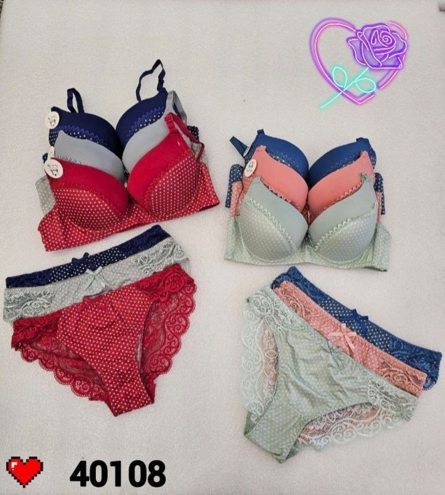 خرید عمده ️ست اسفنجی جکدار فنردار ️ کد40108 - شورت و سوتین زنانه عمده