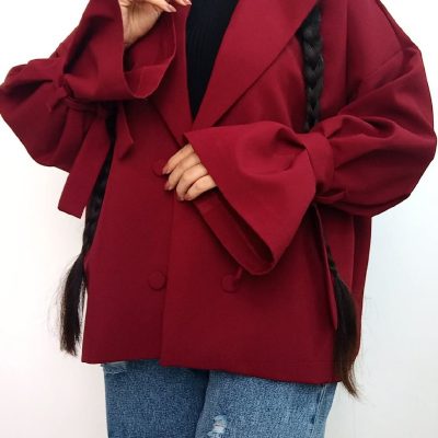 فروش عمده کت عروسکی کد۱۹ رنگ زرشکی - کت و شلوار زنانه عمده