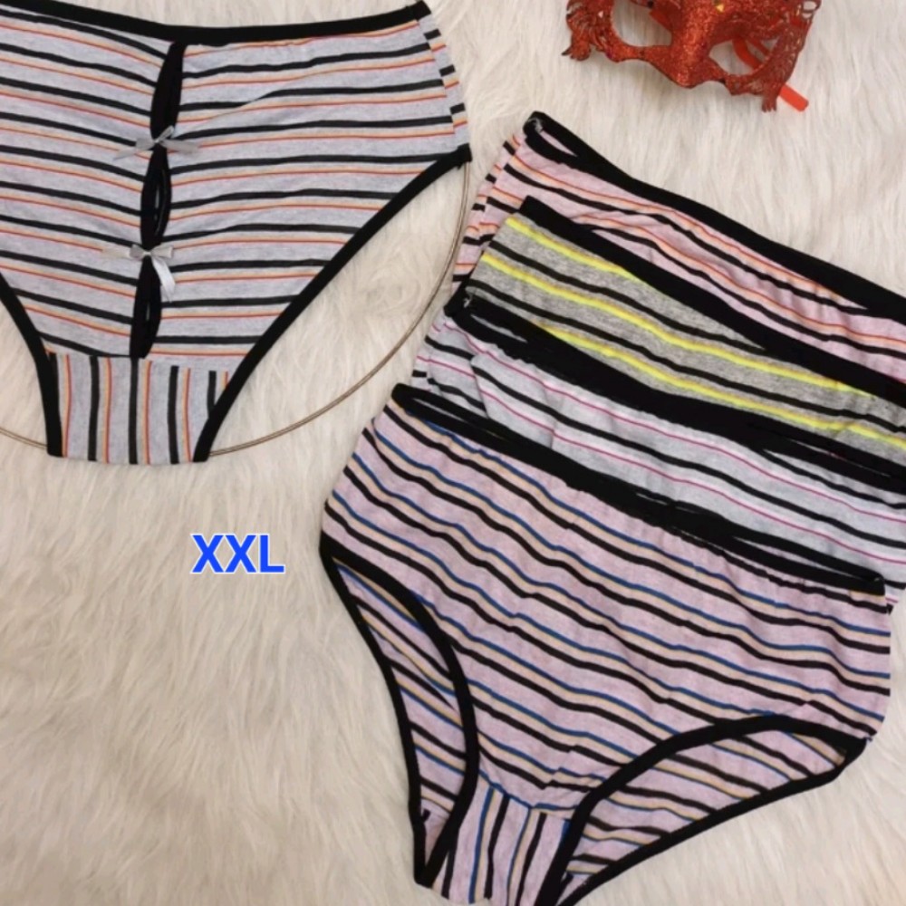خرید عمده شورت ملانژ زنانه راه راه XXL - شورت زنانه عمده