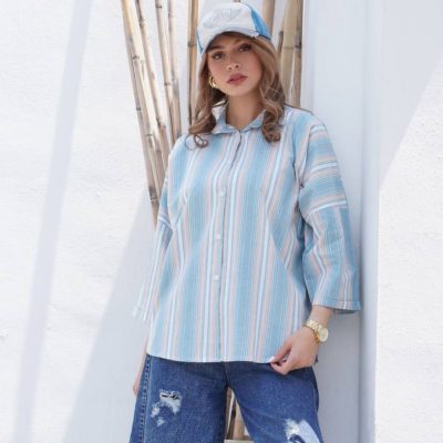 فروش عمده شومیز زنانه راه راه - شومیز زنانه عمده
