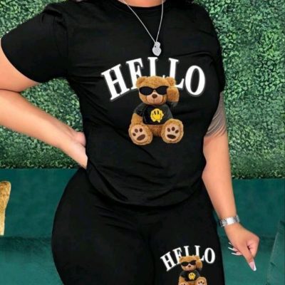 خرید عمده ست کراپ شورتک HELLOدورس اسپان - ست تاب شلوارک زنانه عمده