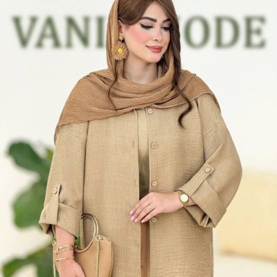 خرید عمده شومیز مانتویی پشت پاگون دار ژاکارد مراکشی طرح الهام - شومیز زنانه عمده