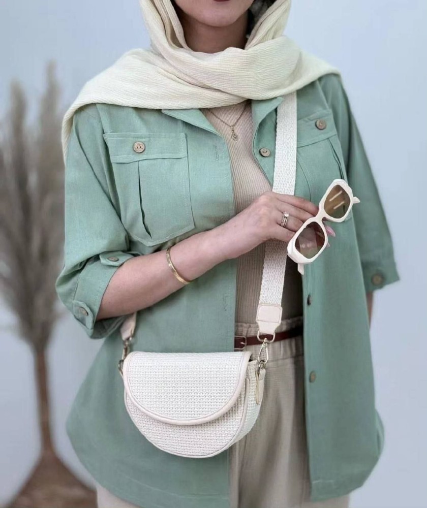 خرید عمده شومیز مانتویی جیب پیلی خور مچی دار ژاکارد مراکشی - شومیز زنانه عمده