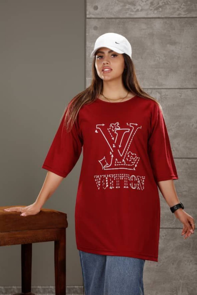 خرید عمده تیشرت قواره دار LV سوپر اسپان لاکرا - تاپ و تیشرت زنانه عمده