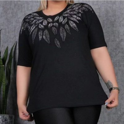 خرید عمده تیشرت نگینی ویسکوز صددرصد - تاپ و تیشرت زنانه عمده