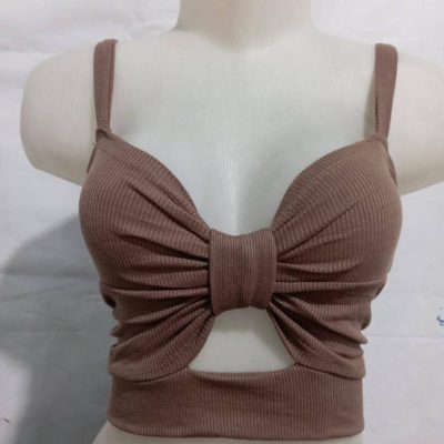 خرید عمده نیم تنه کراپ پاپیون کبریتی - تاپ و تیشرت زنانه عمده