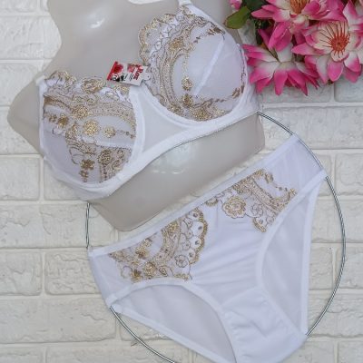 خرید عمده ست تورگاز سفید - شورت و سوتین زنانه عمده