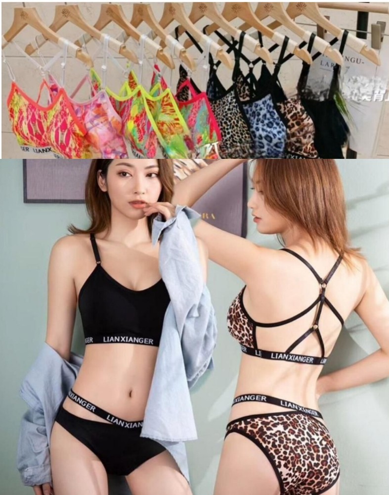 خرید عمده ️ست نیمتنه گیاهی اسپرت ️ کد40035 - شورت و سوتین زنانه عمده