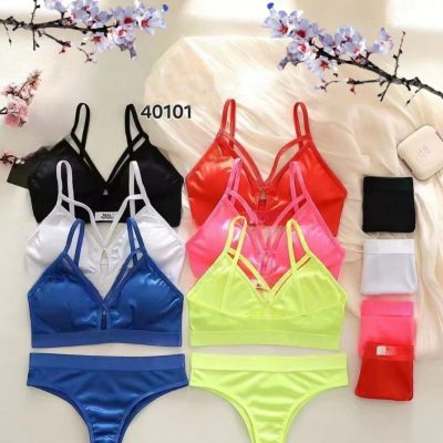خرید عمده ️ست نیمتنه شبرنگی ️ کد40105 - شورت و سوتین زنانه عمده