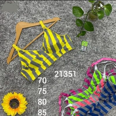فروش عمده ⚜️سوتین ملانژ راه راه زنانه⚜️ کد 21351 - سوتین زنانه عمده