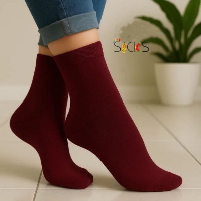 خرید عمده جوراب ساقدار ریزبافت زرشکی زنانه اعلاء - جوراب زنانه عمده