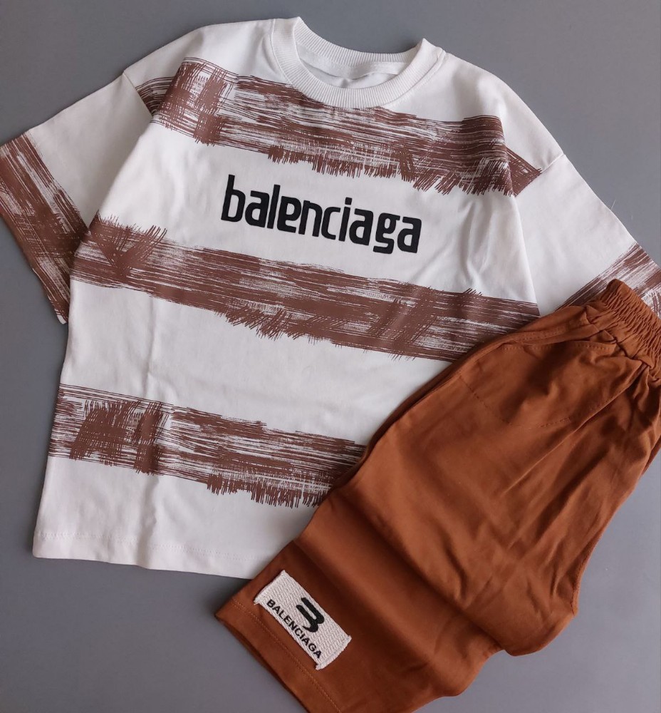 فروش عمده ست تیشرت شلوارک پسرانه balenciaga - ست تیشرت شلوارک پسرانه عمده