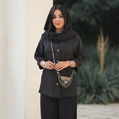 فروش عمده 🔥 شومیز زنانه مشکی یقه هفت - شومیز زنانه عمده