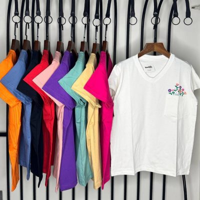 فروش عمده تیشرت زنانه یقه ۷ پنبه فری سایز ۳۸ تا ۴۴ - تاپ و تیشرت زنانه عمده