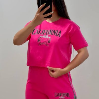 فروش عمده ست کراپ شورتک زنانه فری سایز ۳۸ تا ۴۴ - تاپ و تیشرت زنانه عمده