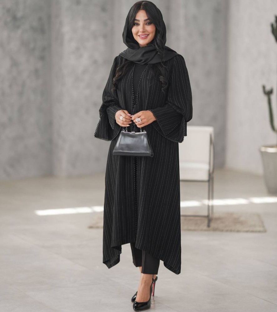 فروش عمده مانتو زنانه یقه هفت مروارید دوزی مدل چیچک - مانتو زنانه عمده