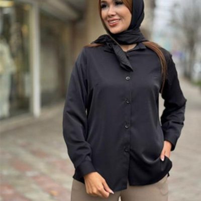 خرید عمده شومیز جلو دگمه الیزه - شومیز زنانه عمده
