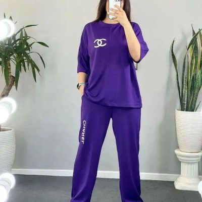 خرید عمده ست تیشرت شلوار چنل - ست تیشرت شلوار زنانه عمده