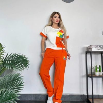 خرید عمده ست تیشرت شلوار پازل - ست تیشرت شلوار زنانه عمده