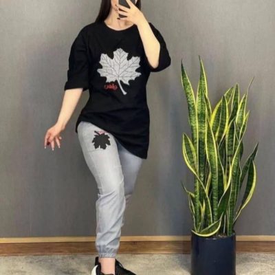 خرید عمده ست تیشرت شلوار برگ - ست تیشرت شلوار زنانه عمده