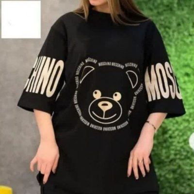 خرید عمده لانگ خرسی مشکی نگین دار - تاپ و تیشرت زنانه عمده