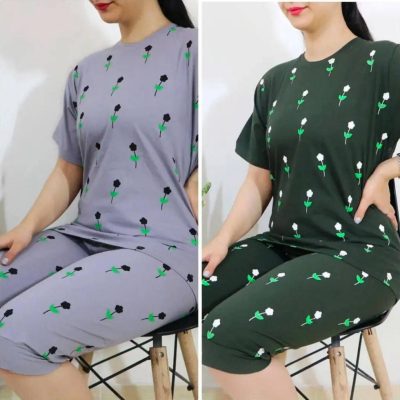 خرید عمده تاپ و شلوارک گل - ست تاب شلوارک زنانه عمده