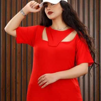 خرید عمده تیشرت یقه دو تیک - تاپ و تیشرت زنانه عمده