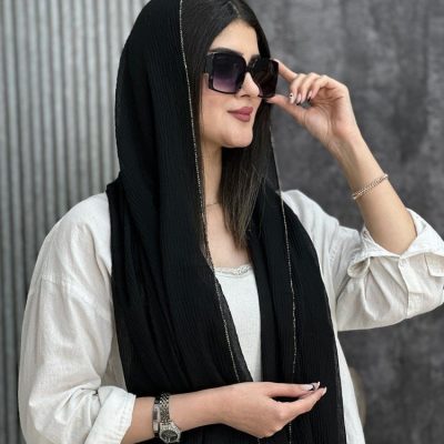 خرید عمده شال مشکی لب شاین - شال و روسری زنانه عمده