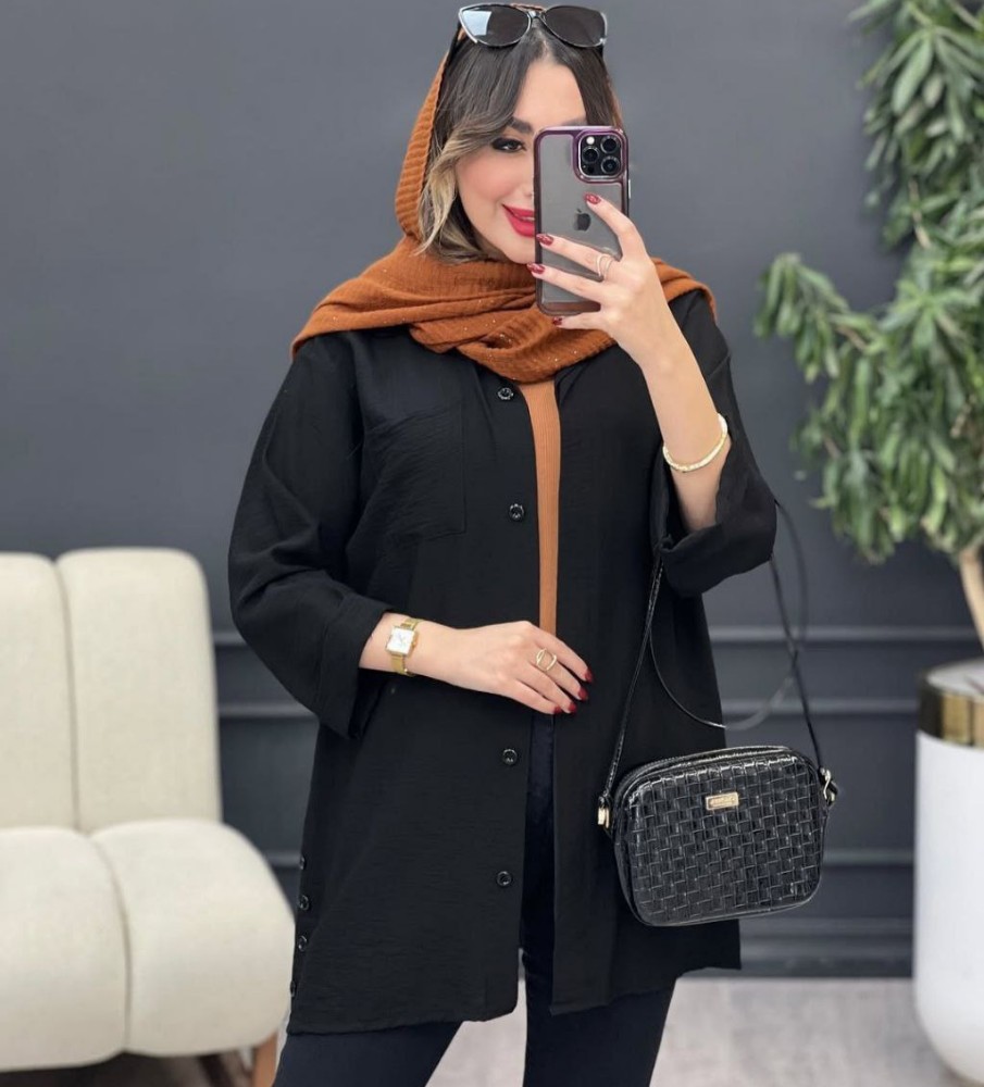 فروش عمده 🔥 شومیز زنانه مشکی بغل دکمه - شومیز زنانه عمده