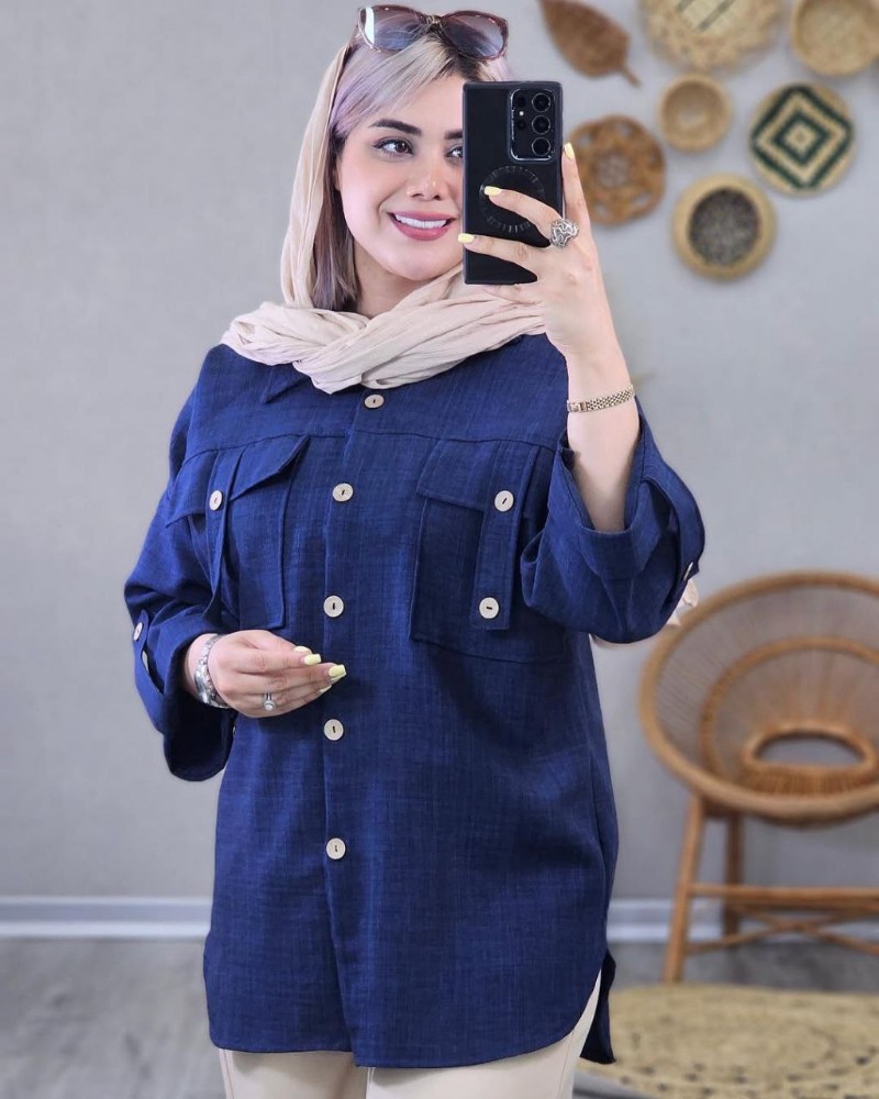 فروش عمده شومیز مانتو دو جیب صلیبی زنانه - شومیز زنانه عمده