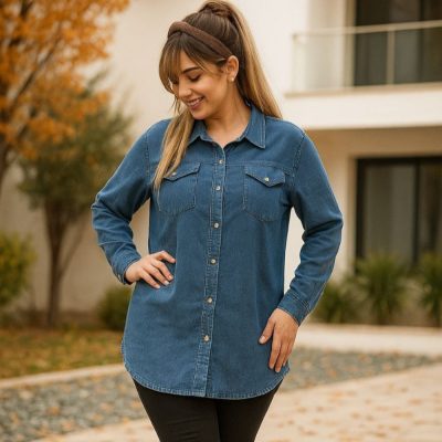 فروش عمده شومیز زنانه جین دو جیب - شومیز زنانه عمده