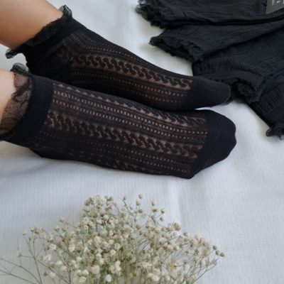 فروش عمده 🔥 جوراب مچی زنانه لب حریر مشکی خارجی - جوراب زنانه عمده