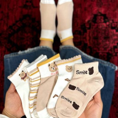 فروش عمده جوراب مچی زنانه خارجی طرح ترکیبی - جوراب زنانه عمده