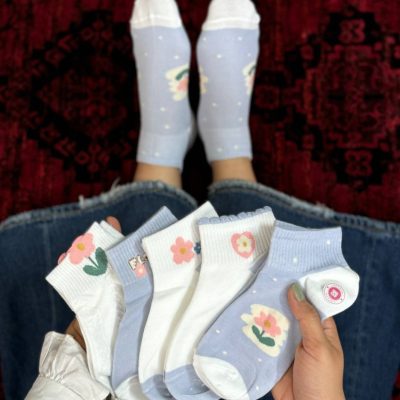 فروش عمده جوراب مچی زنانه خارجی طرح ترکیبی - جوراب زنانه عمده