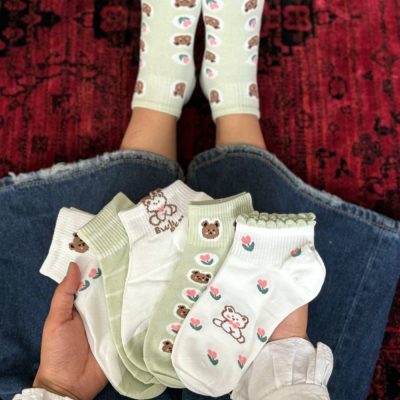 فروش عمده جوراب مچی زنانه خارجی طرح ترکیبی - جوراب زنانه عمده