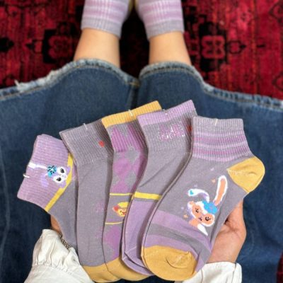 فروش عمده جوراب مچی زنانه خارجی طرح ترکیبی - جوراب زنانه عمده