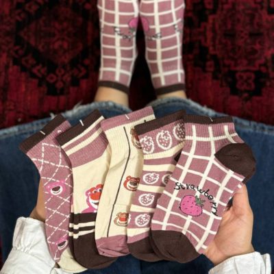 فروش عمده جوراب مچی زنانه خارجی طرح ترکیبی - جوراب زنانه عمده