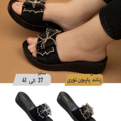 فروش عمده صندل زنانه مدل پاپیون توری - صندل زنانه عمده