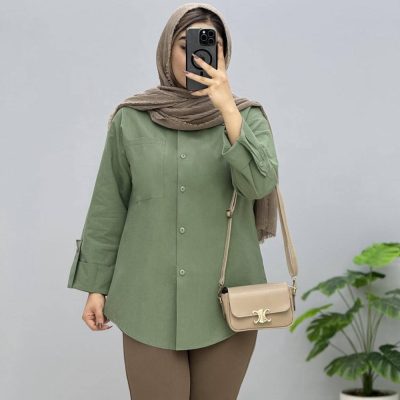 فروش عمده شومیز زنانه تک جیب لنین راه راه - شومیز زنانه عمده